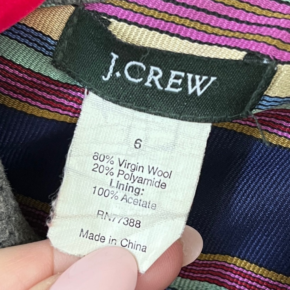 VTG J Crew Womens Virgin Wool Pea Coat Gray Sz 6 Button Front Pockets Preppy Y2K - Picture 3 of 6